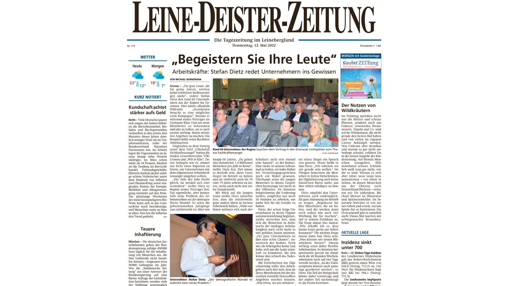 Zeitungsartikel Stefan Dietz Leine Deister Zeitung