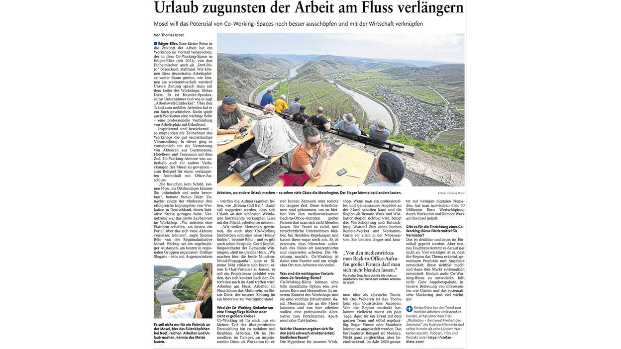SD_Presse_Artikel_Rhein-Zeitung Regionalinitiative „Faszination Mosel" Workshop Arbeiten am Fluss